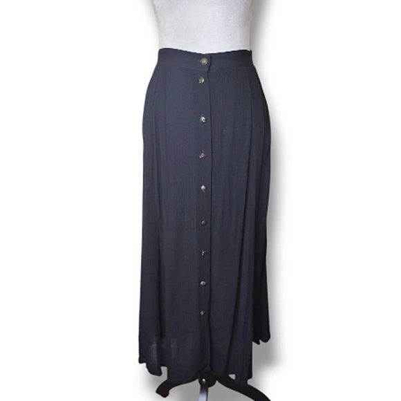 Vintage Sag Harbor Button Front Midi Skirt L Gauzy Lightweight 90s Classic New - Picture 1 of 9